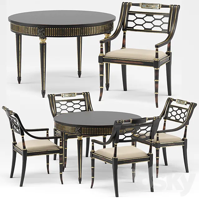 Sophy's Regency Armchair Gustavian Round Dining Table 3D Model