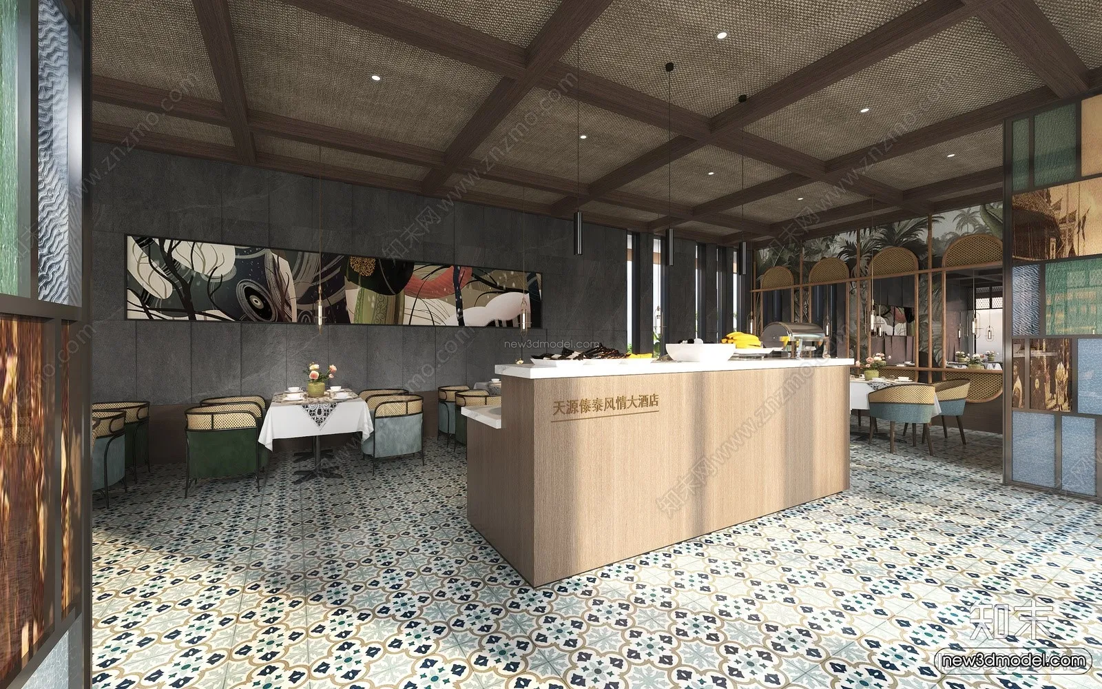 Southeast Asia Restaurant 3D Scenes - 3D Blocks - 012