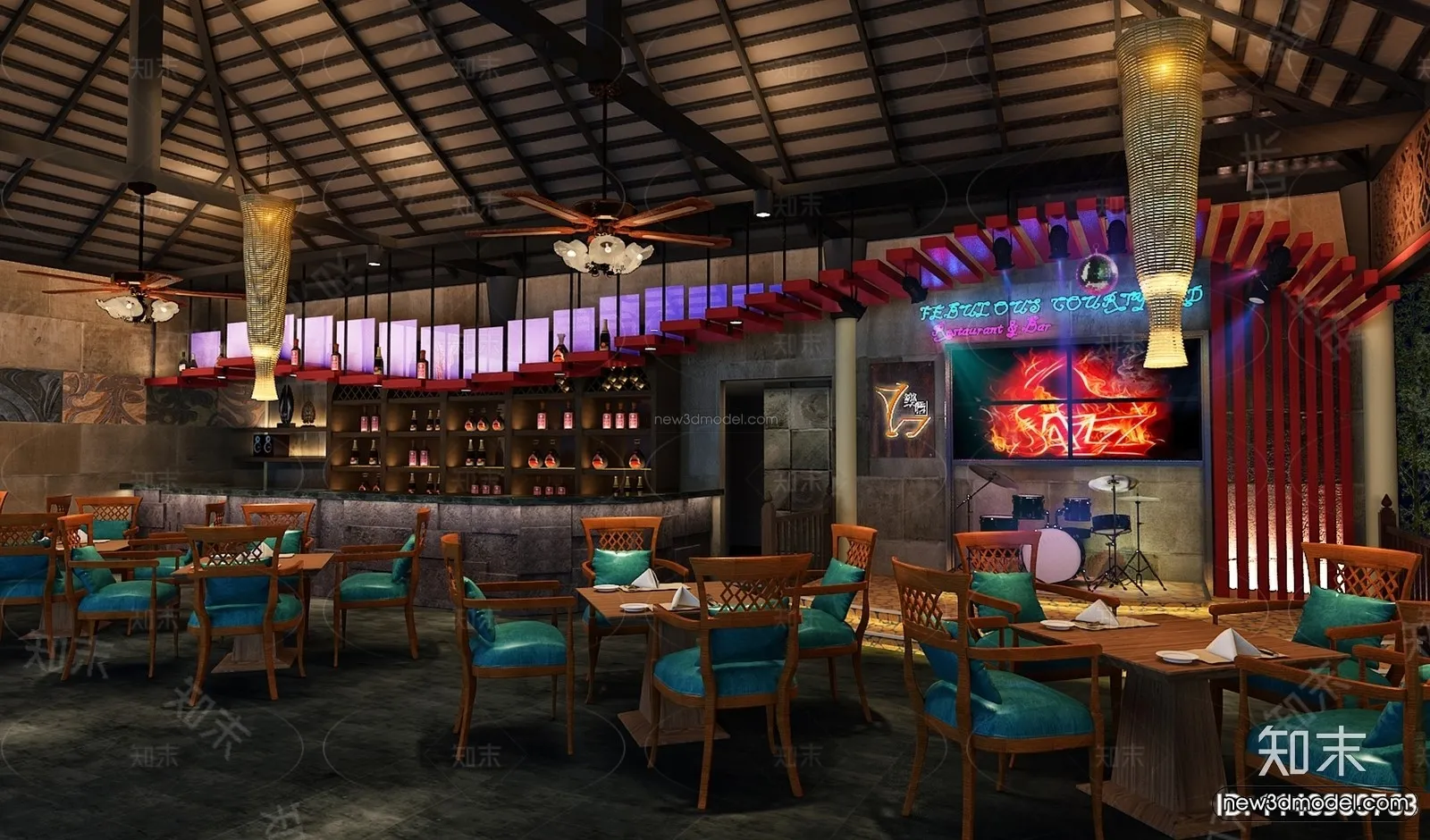 Southeast Asia Restaurant 3D Scenes - 3D Blocks - 022