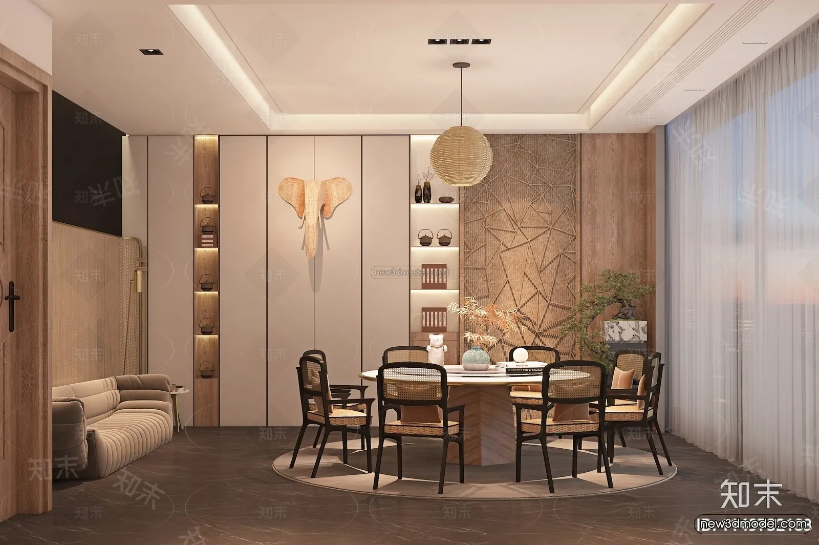 Southeast Asia Restaurant 3D Scenes - 3D Blocks - 023