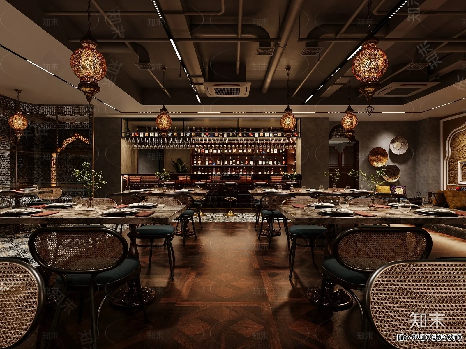 Southeast Asia Restaurant 3D Scenes - 3D Blocks - 029