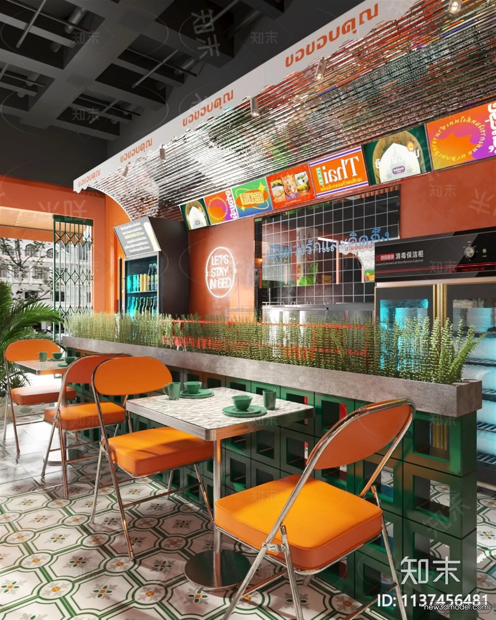 Southeast Asia Restaurant 3D Scenes - 3D Blocks - 032