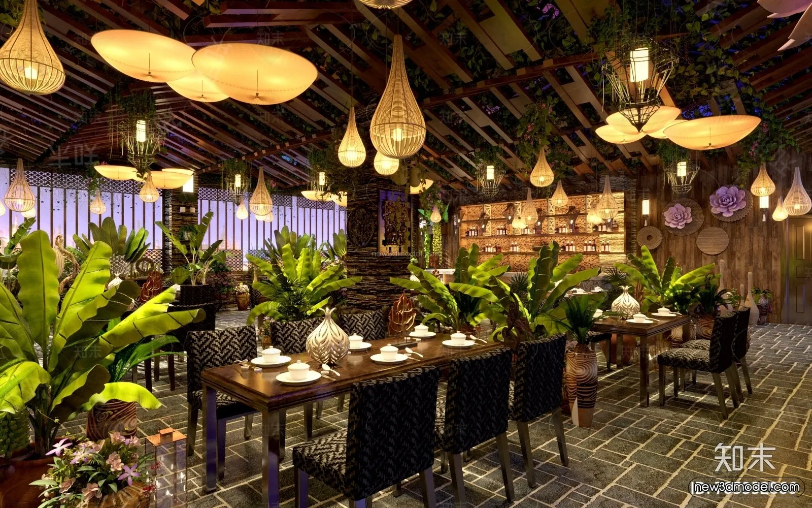 Southeast Asia Restaurant 3D Scenes - 3D Blocks - 053