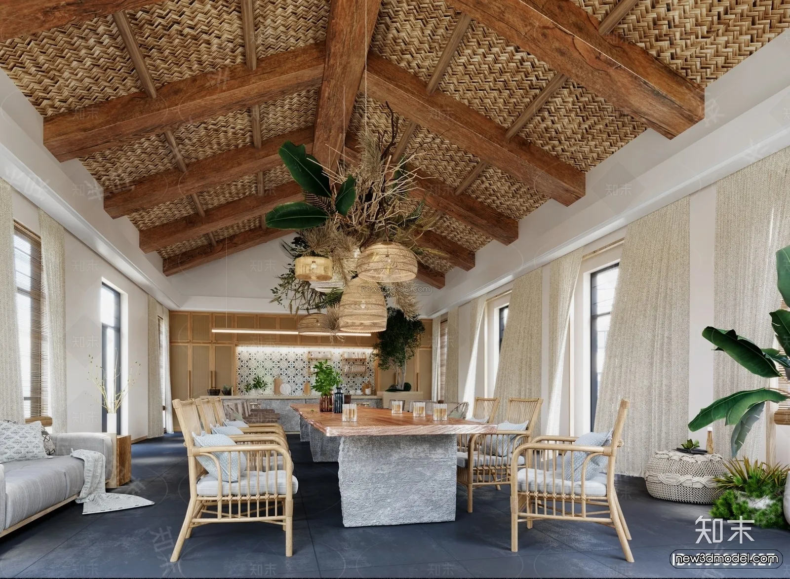 Southeast Asia Restaurant 3D Scenes - 3D Blocks - 054