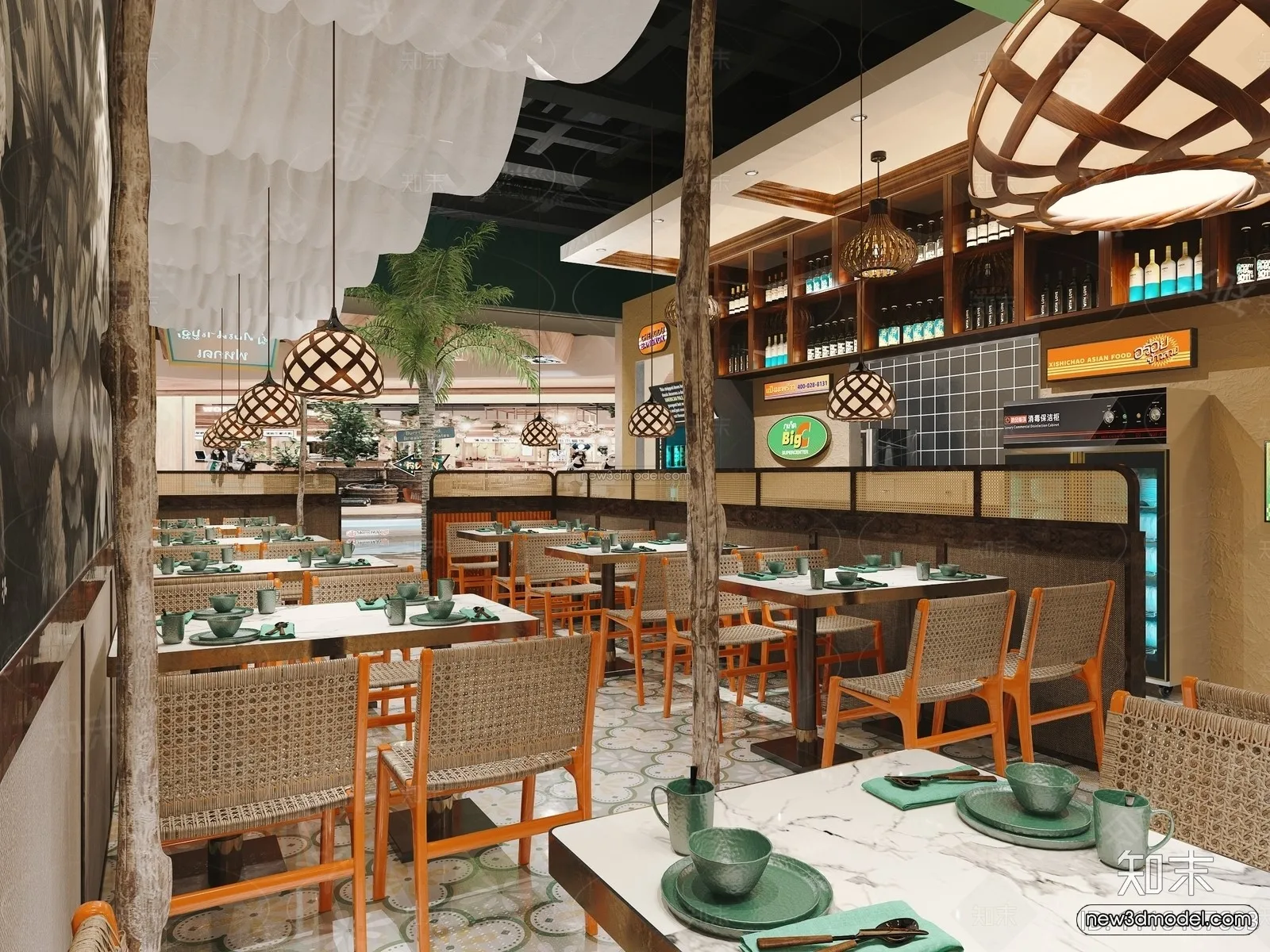 Southeast Asia Restaurant 3D Scenes - 3D Blocks - 059