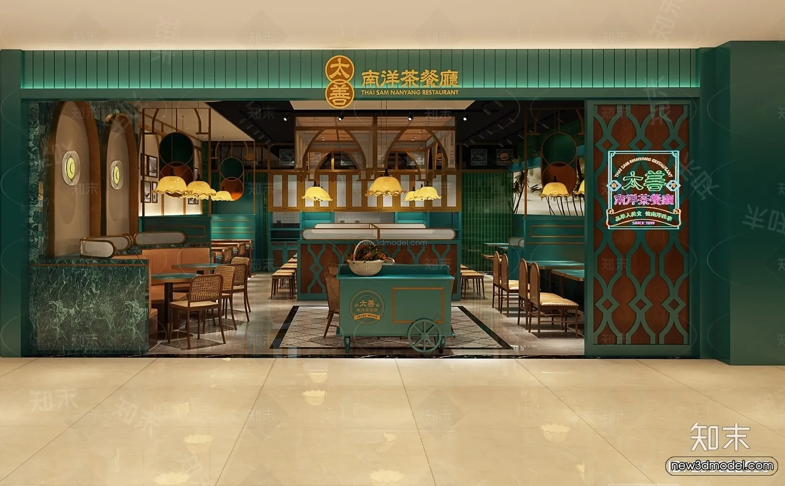 Southeast Asia Restaurant 3D Scenes - 3D Blocks - 062
