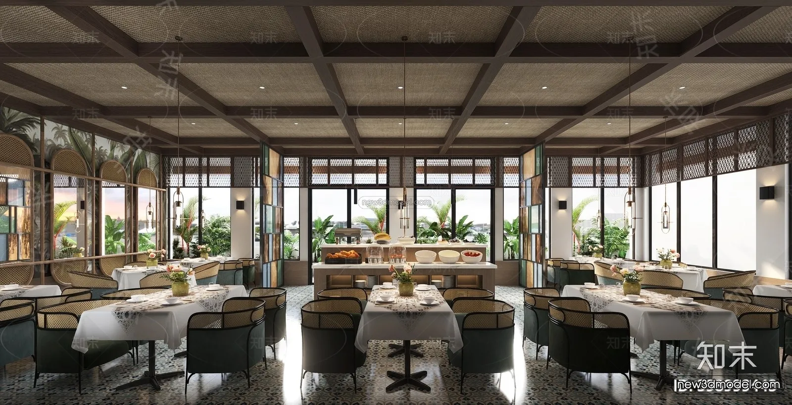 Southeast Asia Restaurant 3D Scenes - 3D Blocks - 064