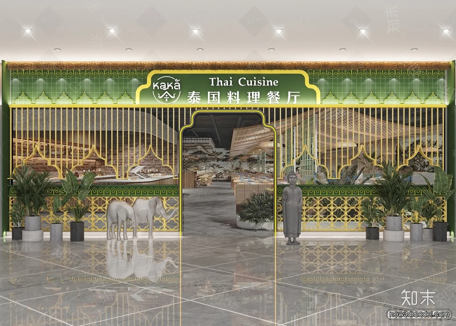 Southeast Asia Restaurant 3D Scenes - 3D Blocks - 066