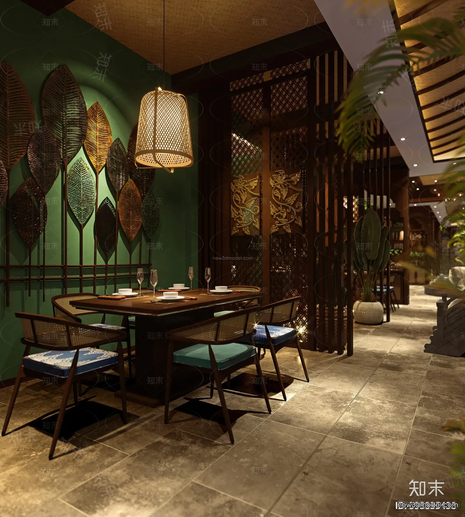 Southeast Asia Restaurant 3D Scenes - 3D Blocks - 069
