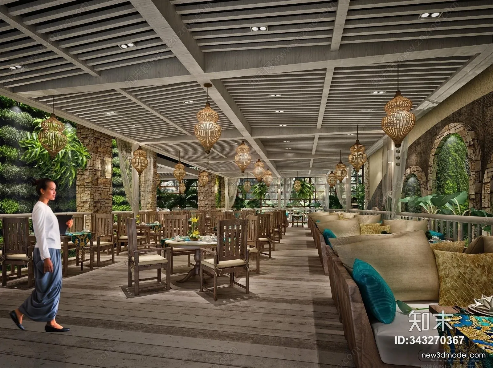 Southeast Asia Restaurant 3D Scenes - 3D Blocks - 070