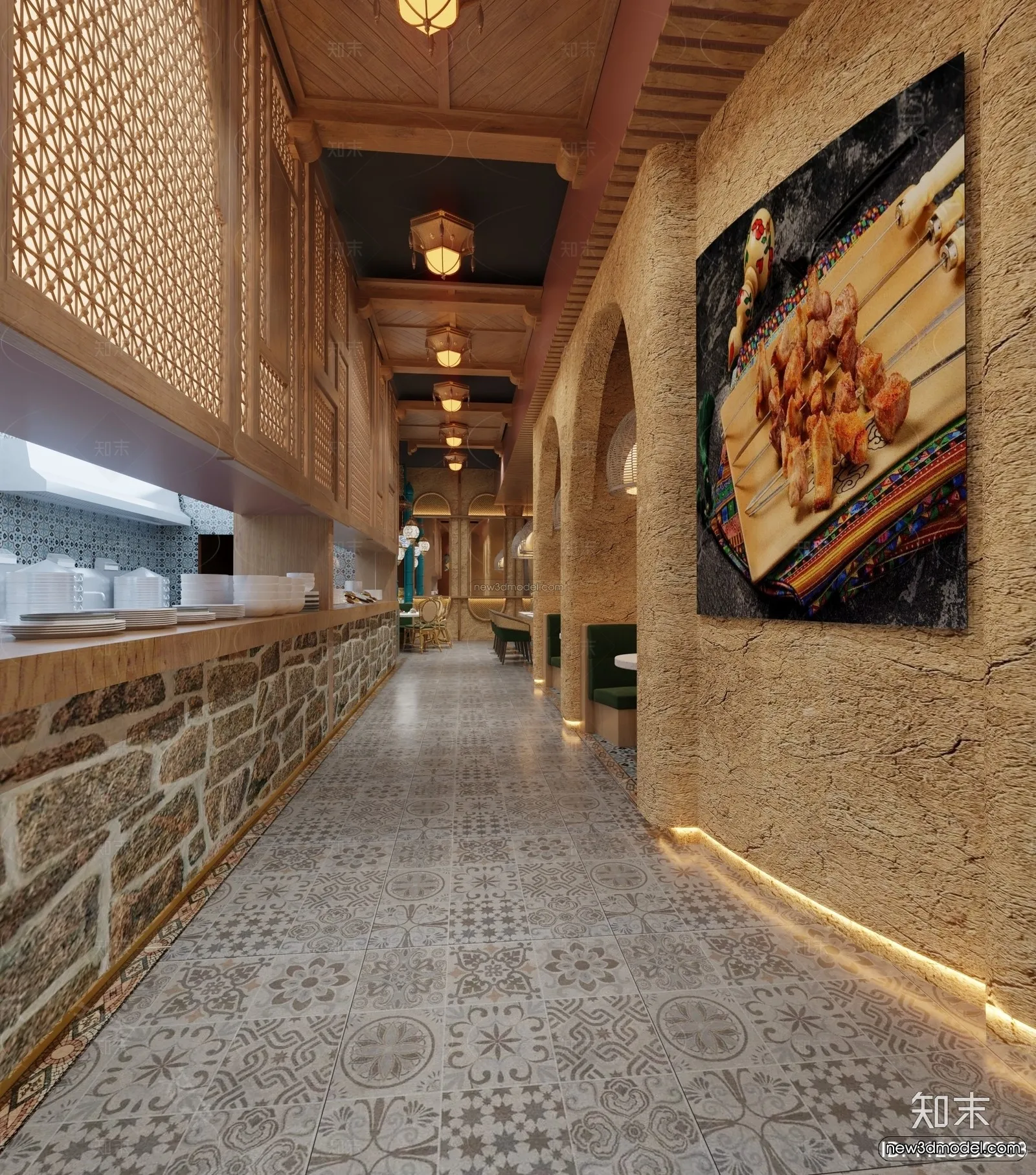 Southeast Asia Restaurant 3D Scenes - 3D Blocks - 073