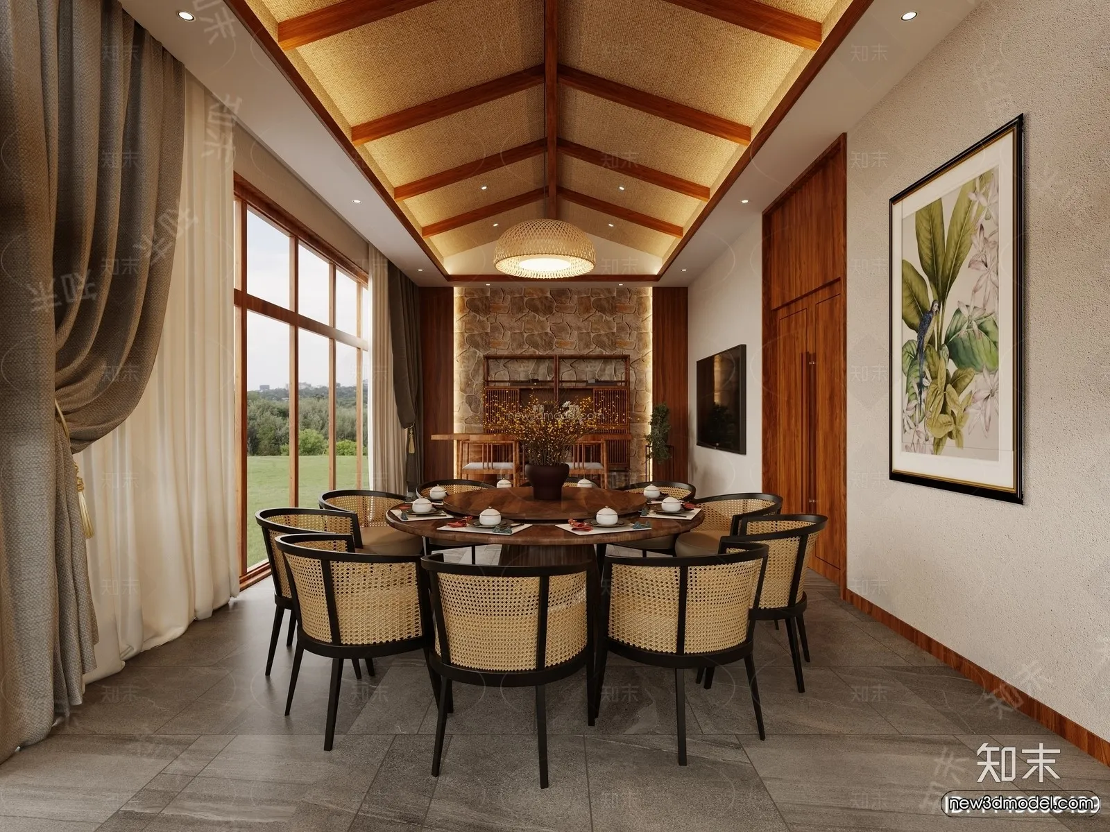 Southeast Asia Restaurant 3D Scenes - 3D Blocks - 084