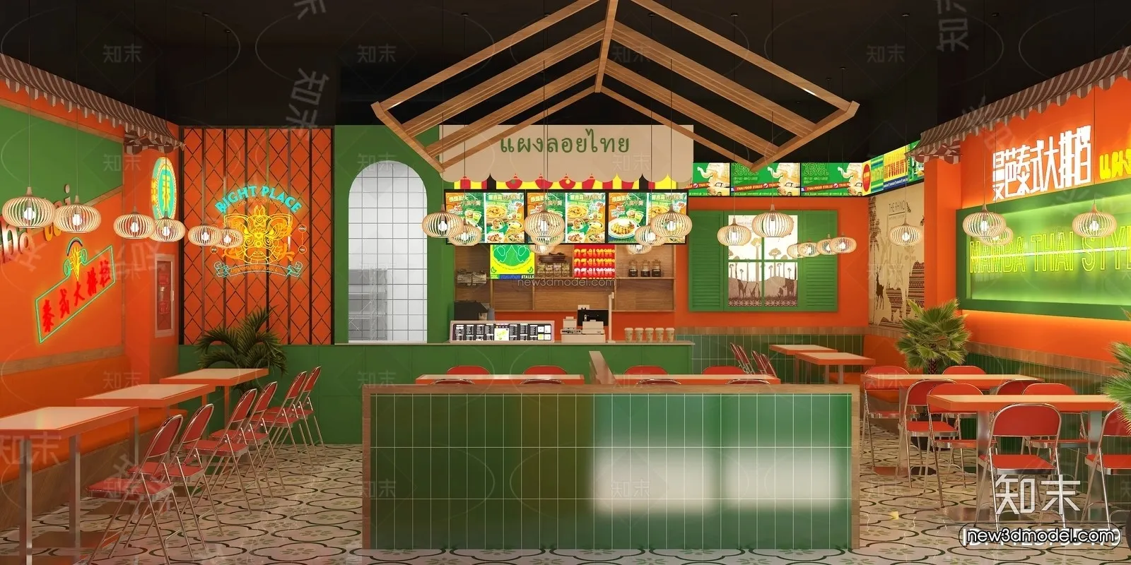 Southeast Asia Restaurant 3D Scenes - 3D Blocks - 086