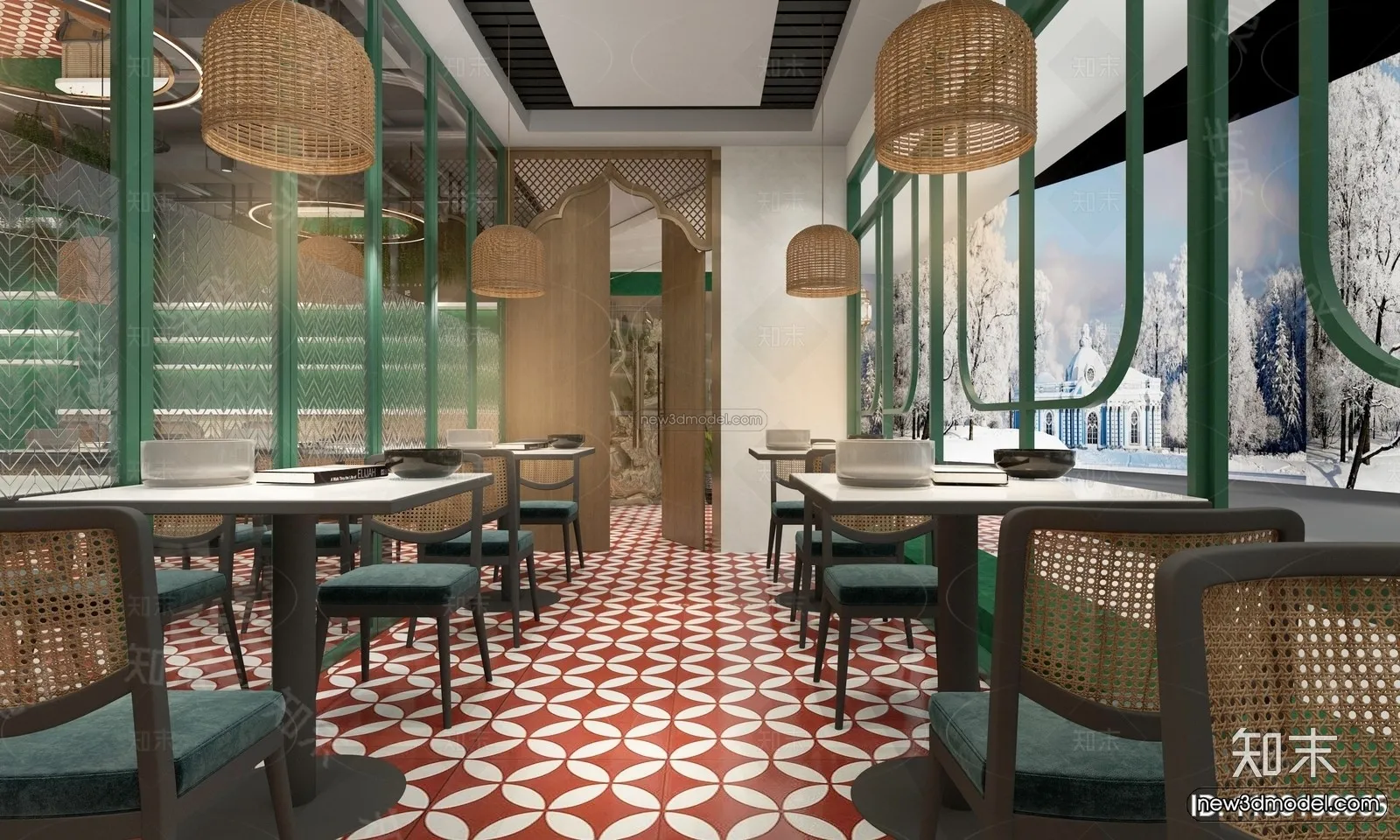 Southeast Asia Restaurant 3D Scenes - 3D Blocks - 087