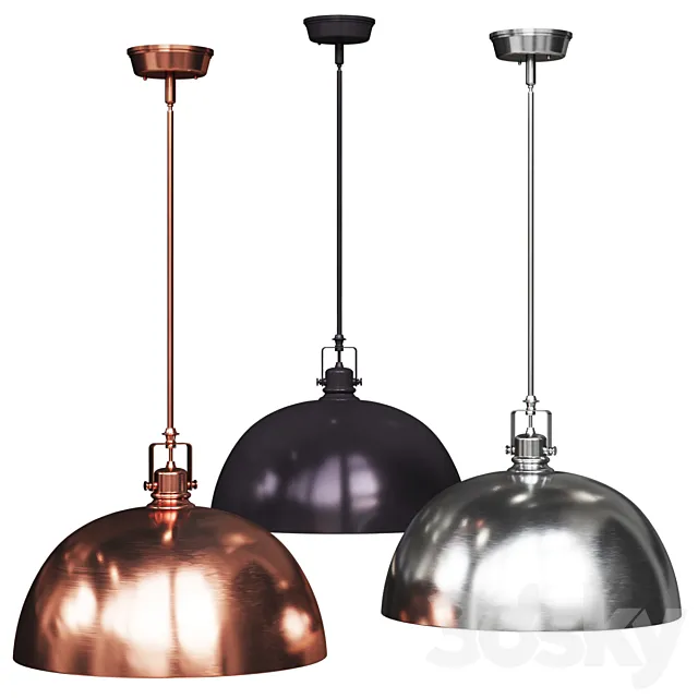 Southlake 1-Light Bowl Pendant brushed copper nickel and black olive 3D Model
