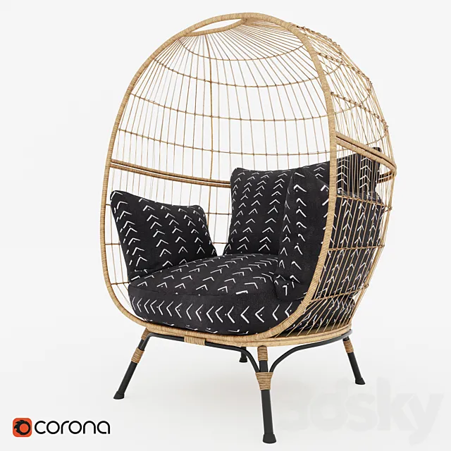 Southport Vee Striped Egg Chair 3D Model