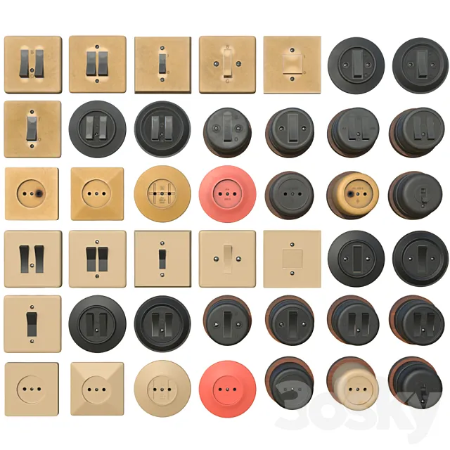 Soviet switches and sockets 3D Model