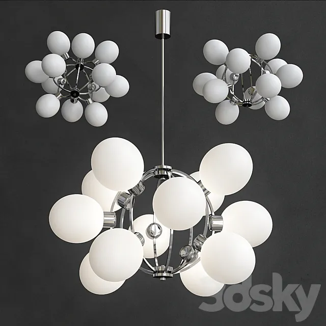 Space Age Sputnik Lamp 12 3D Model
