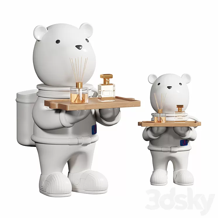 Space bear ornaments ceramic 3D Model Free