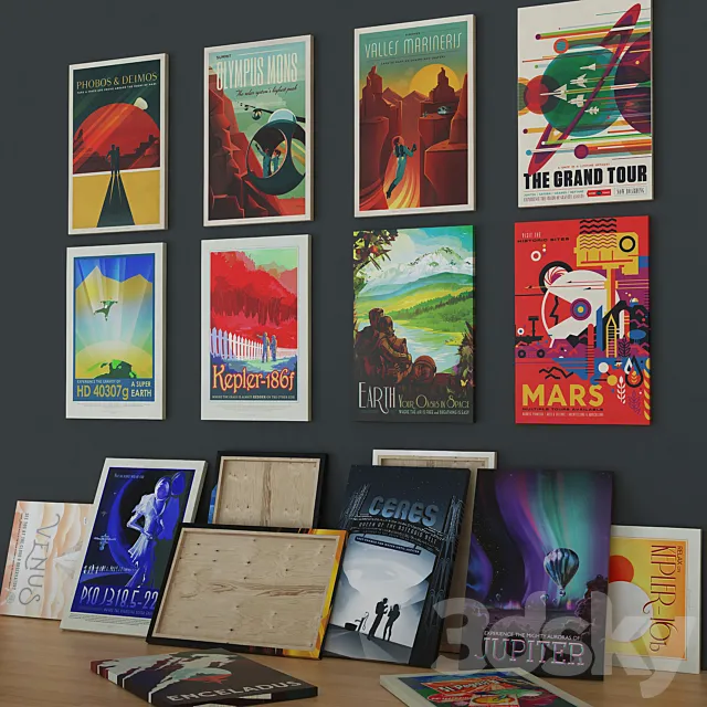 SpaceX and NASA vintage posters 3DModel