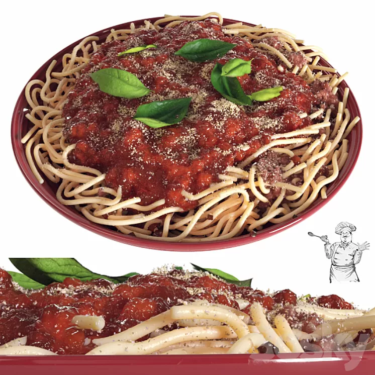 Spaghetti with Sauce (vray GGX) 3D Model