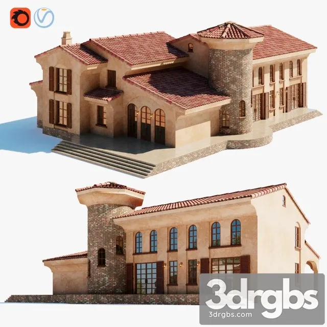 Spanish Colonial Villa 3D Model Free