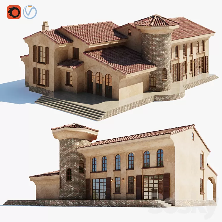 Spanish Colonial Villa 3D Model