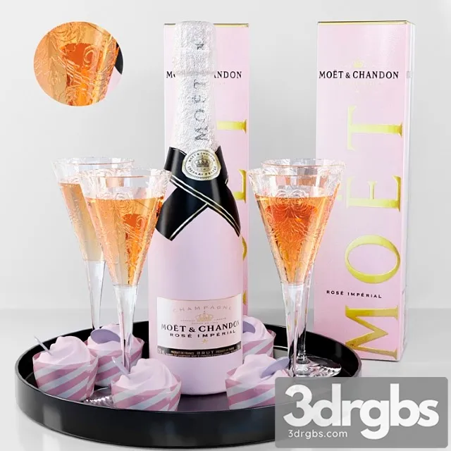 Sparkling wine in glasses. alcohol 3D Model Free