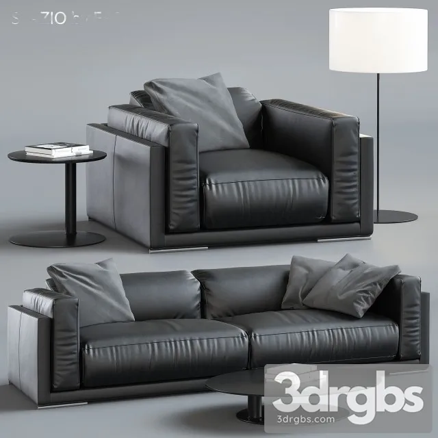 Spazio Erba Modular Leather Sofa 3D Model Free