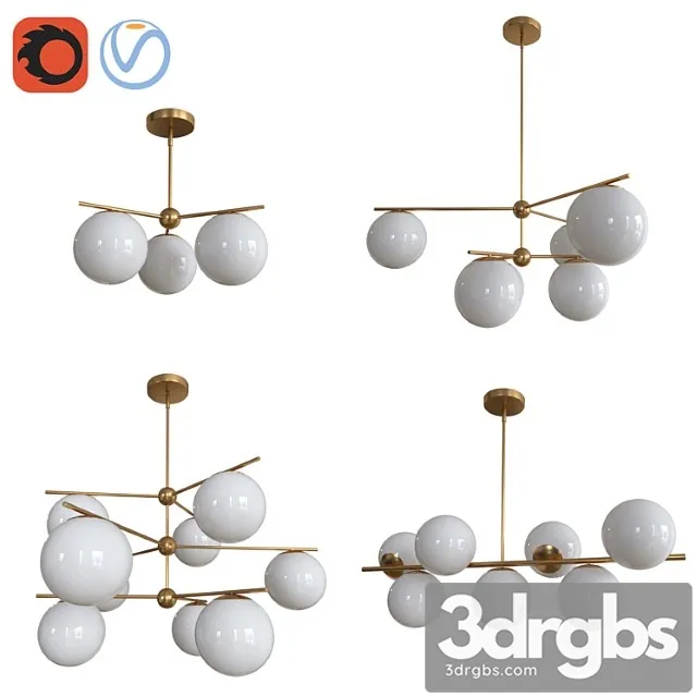 Sphere + stem chandelier 3D Model Free