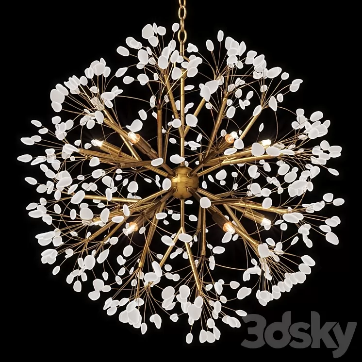 Spherical Twelve-Light Quartz Chandelier 3D Model
