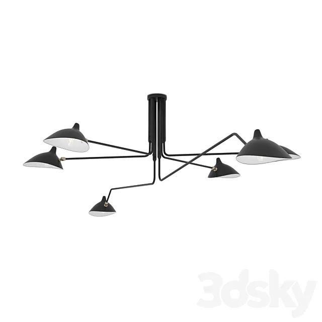 Spider Mouille chandelier 6 lamps 3D Model