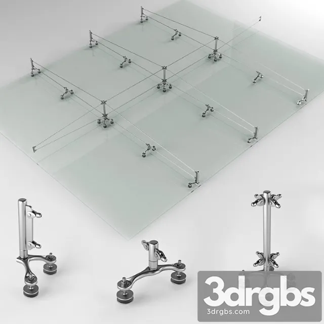 Spider system of glazing of facades 3D Model Free