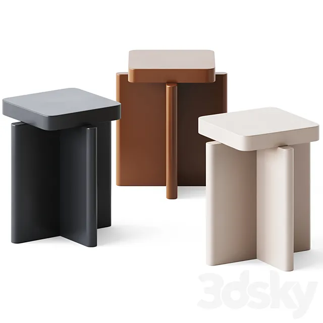 Spina Side Table in Lac Wood Off-White 1 Edited by Portego 3D Model