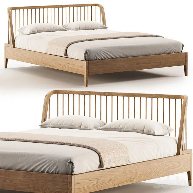 Spindle Oak Bed 3D Model