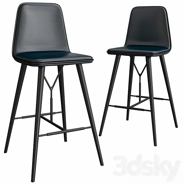 Spine Wood Base Barstool 3D Model