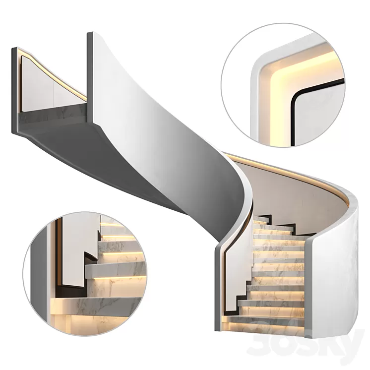 Spiral staircase 8 3D Model Free