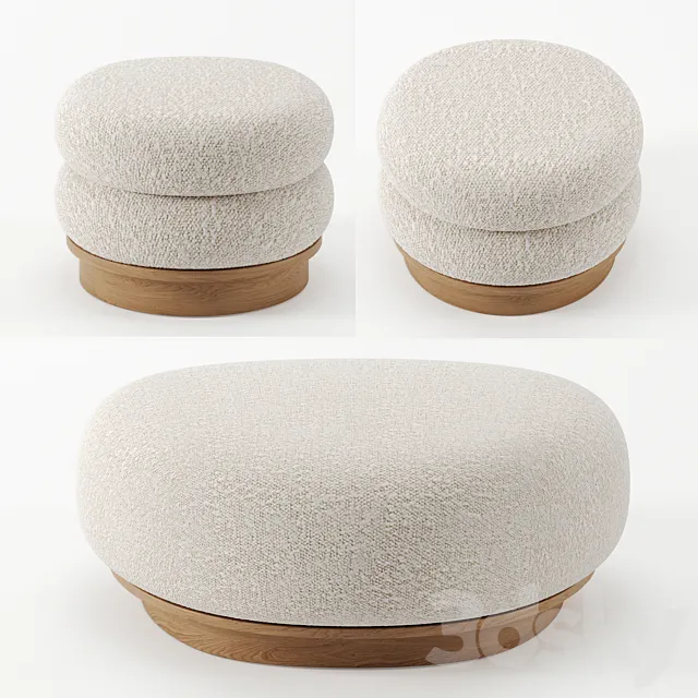 Split ottomann and pouf by Emmanuelle Simon 3DModel