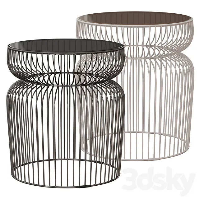 Spoke Glass Metal End Table (Crate and Barrel) 3DModel