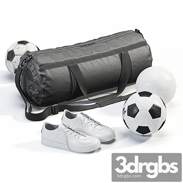 Sports bag with sneakers and balls 3D Model Free