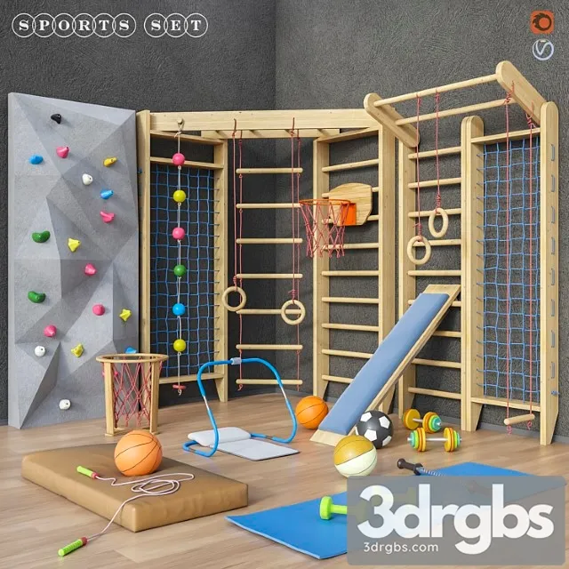 Sports furniture and equipment set 1 3D Model Free