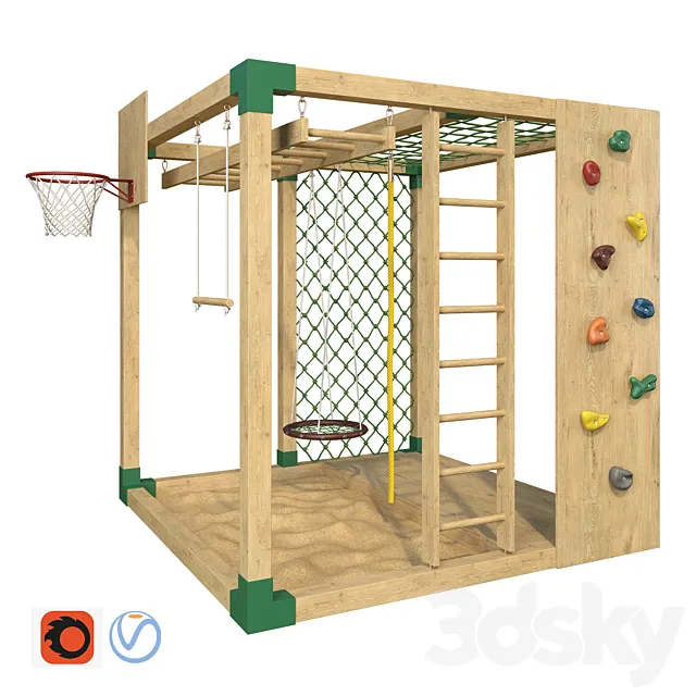 Sports game complex "Game cube". Playground 3D Model