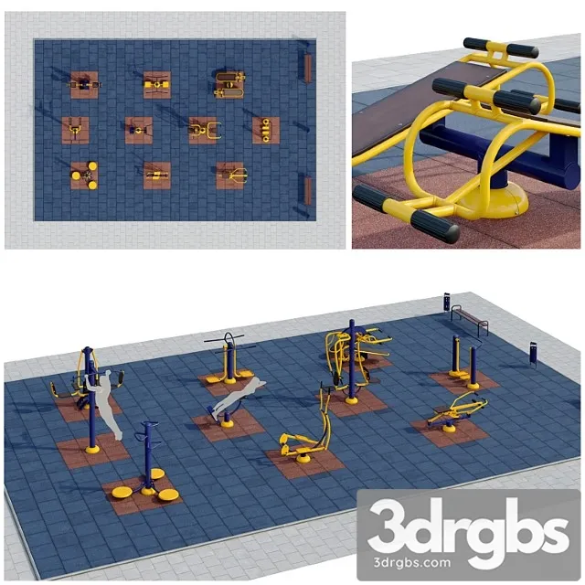 Sports ground with outdoor exercise trainers playground Free Download