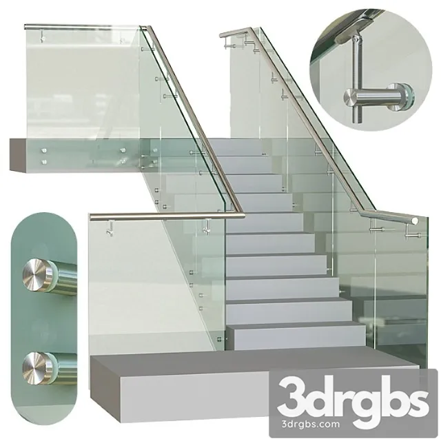 Spotted glass railing 5 3D Model Free