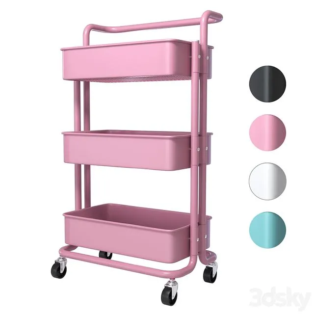 SPOWAY. Bookcase on wheels trolley organizer for storage 3D Model