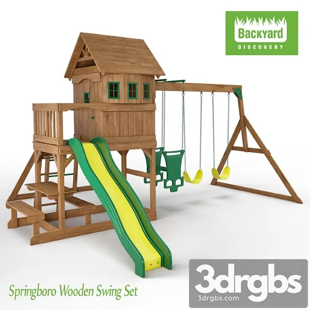 Springboro Wooden Swing Set 3D Model Download