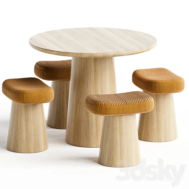 SPULE TABLE STOOL stahland band 3D Model