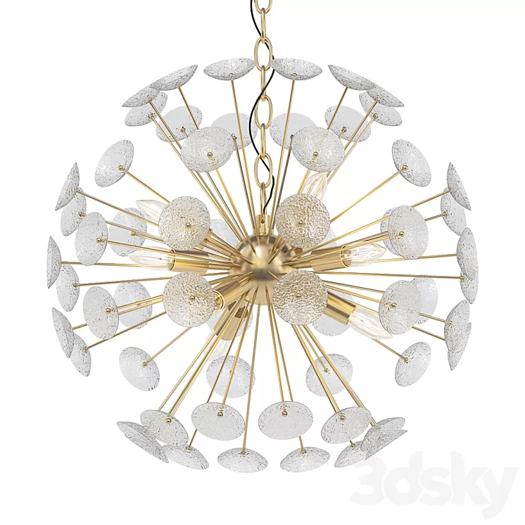 Sputnik Textured Glass White Chandelier 3D Model