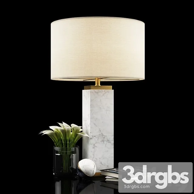 Square column marble table lamp 3D Model Download