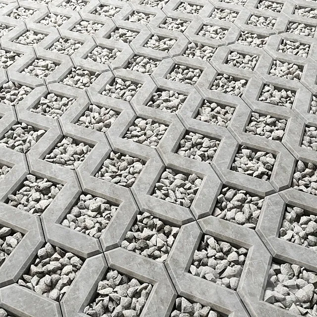 Square gravel stone 3D Model